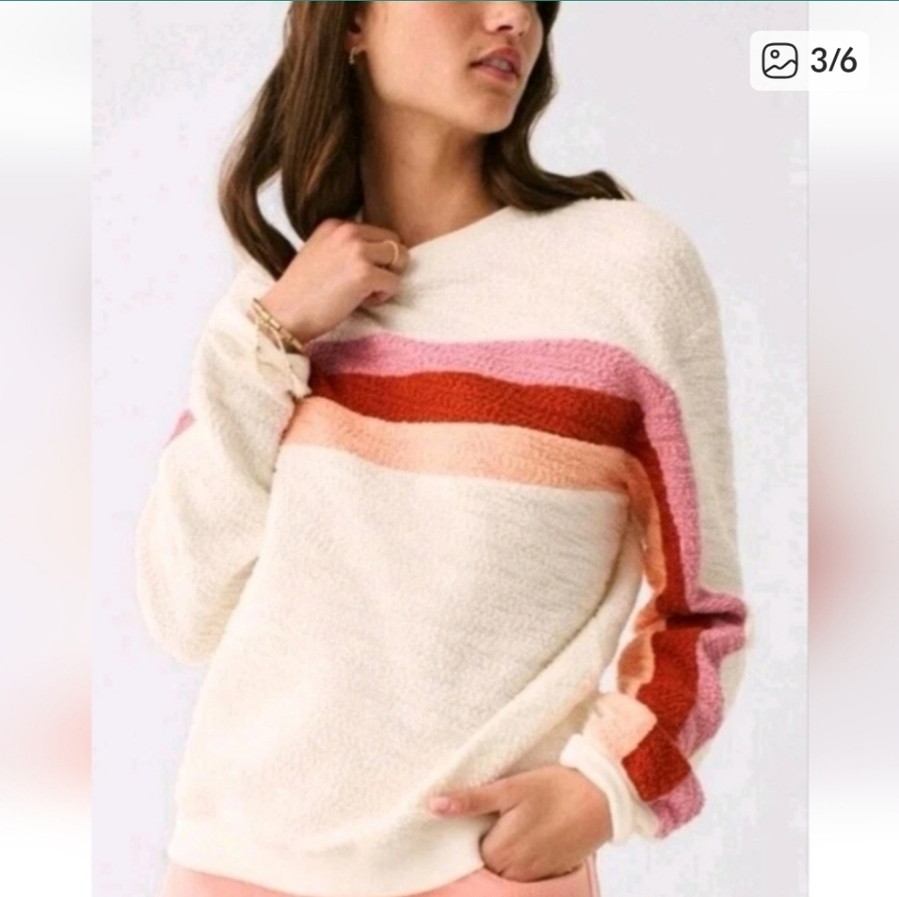 Faherty Vista Stripe Pullover Terry Sweatshirt